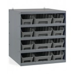 Scaffale con 12 contenitori RK Box Air in PP riciclato, L500 x P500 x H545 mm