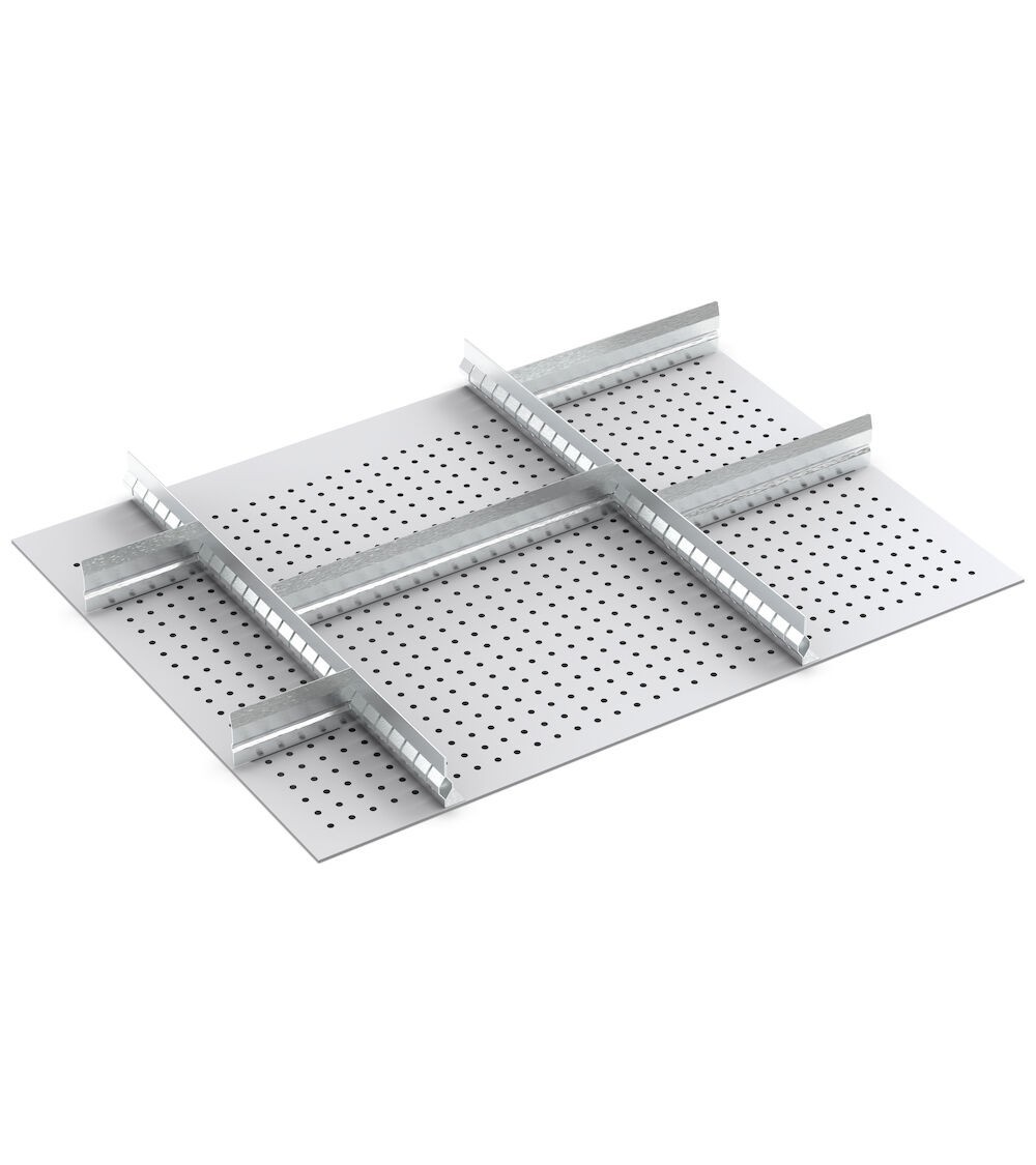 Set divisori longitudinali  e trasversali in metallo, per cassetti con H frontale 75 mm
