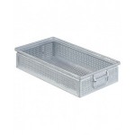 Cassetta metallica forata con maniglie, mis. 272-4A2, ⌀ foro 4,2 mm,  L480 x P315 x H105 mm