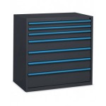 Cassettiera per officina con 7 cassetti 2x75 1x100 3x150 1x200, L1023 x P600 x H1002 mm