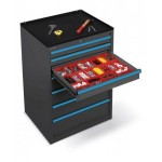 Cassettiera per officina con 7 cassetti 2x75 1x100 3x150 1x200, L1023 x P600 x H1002 mm