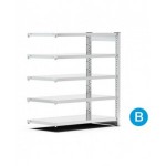Scaffale aggiuntivo porta contenitori mis.4 con 5 ripiani, L1028 x P521 x H1111 mm