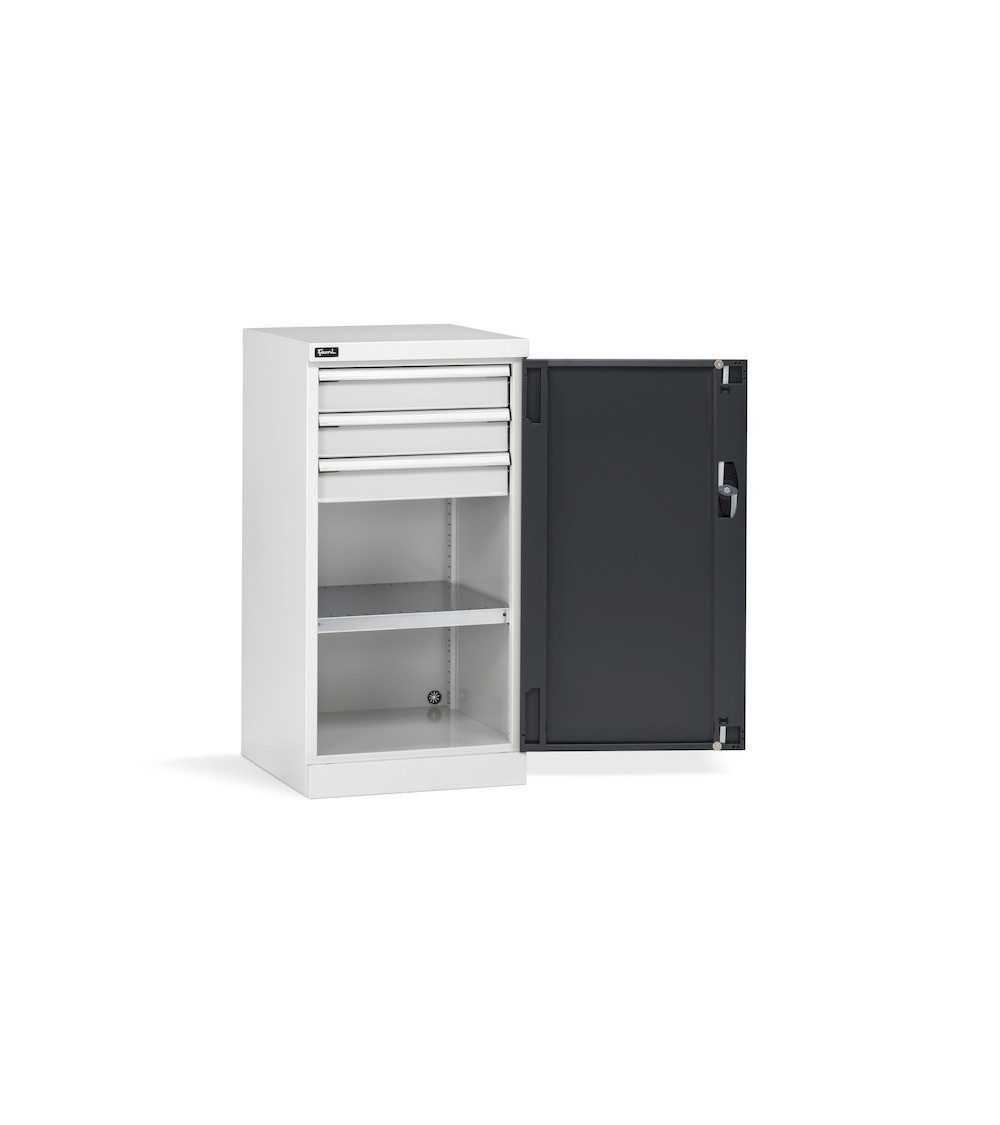 Armadio con ante a battente 24x27 EH, PERFOM11007, colore grigio chiaro e grigio antracite
