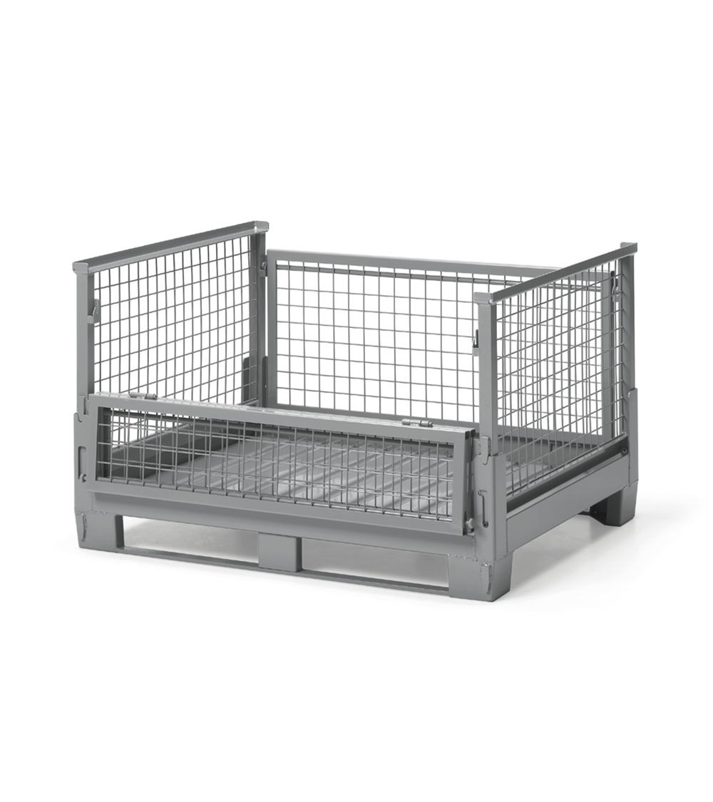 Container in rete abbattibile con portello apribile