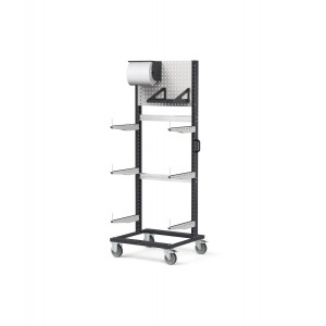 Carrello rastrelliera con pannello perforato, L 761 mm BINCART0709