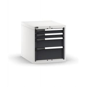 Blocco cassettiera ideale per banco lavoro con 4 cassetti, RAL 7035 + 7016