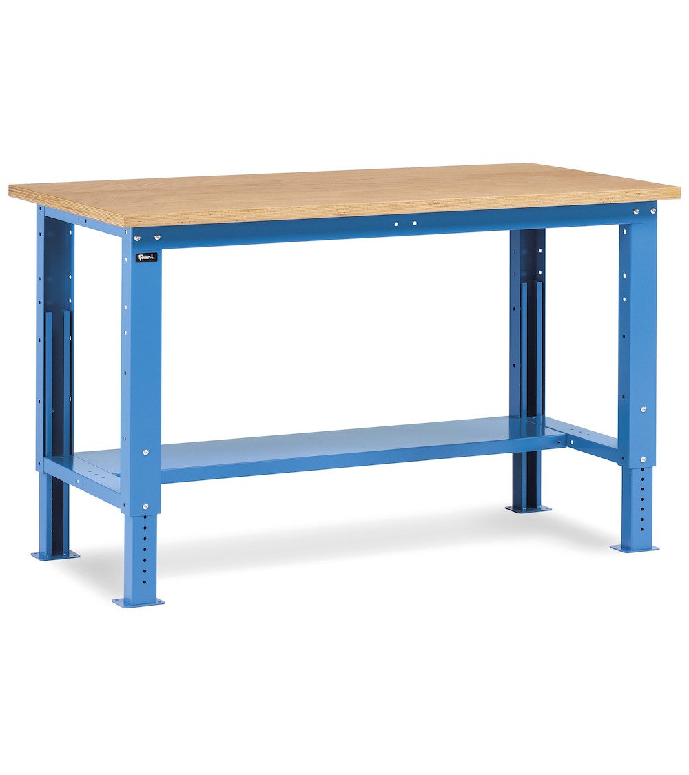 Banco Work Up con piano in legno, 150cm, blu